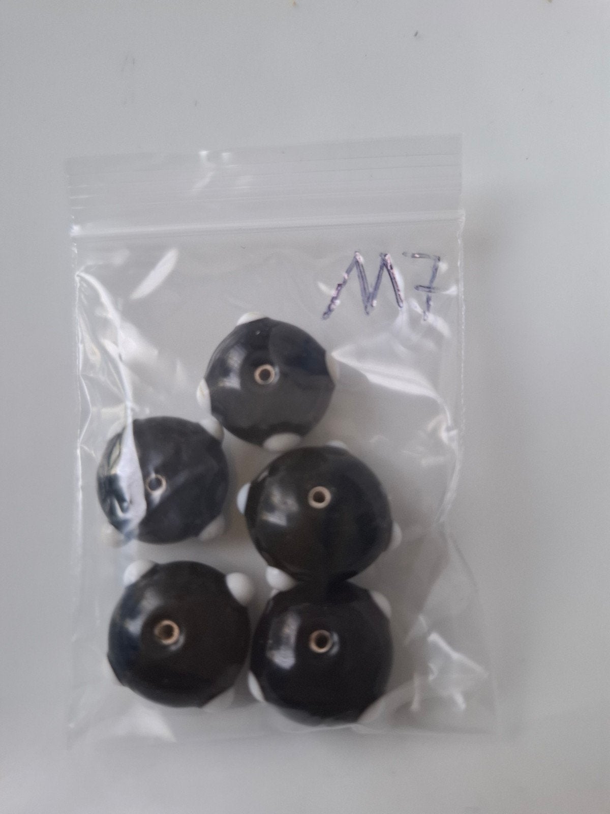 5 stuks grote lampwork glaskralen zwart wit kralen, Kraal, -, -, Nieuw