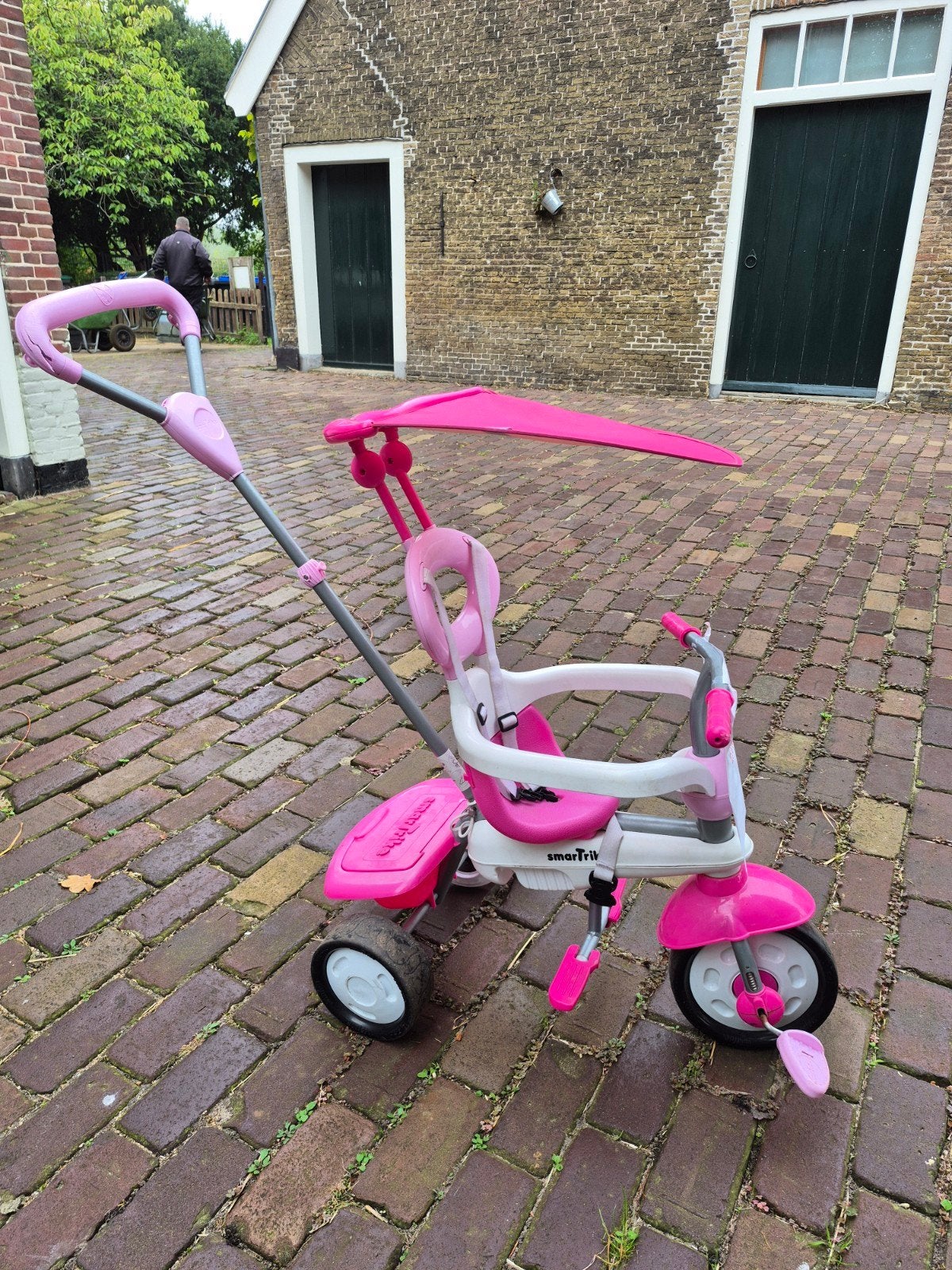 Smart Trike driewieler roze met duwstang en zonnescherm, Ophalen of Verzenden, Gebruikt, Overige typen