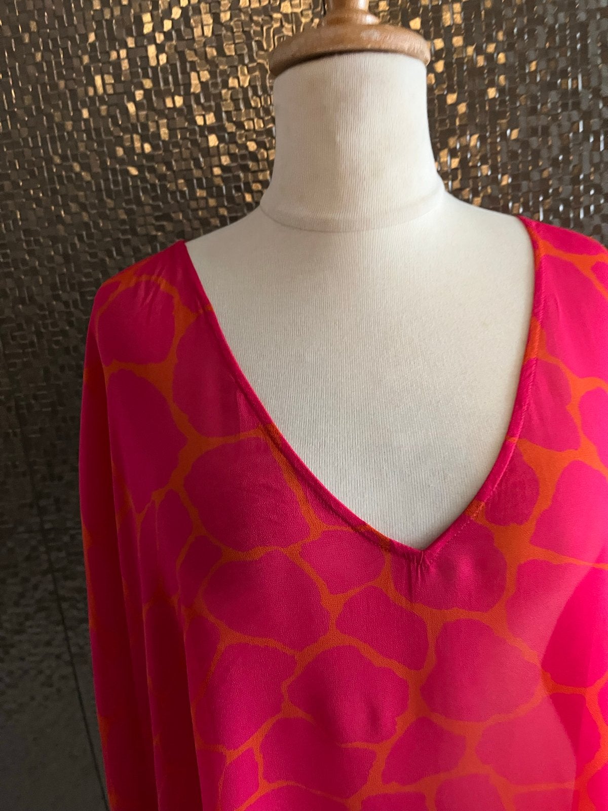Elena Mirò Tuniek Roze Rood Oranje Lange Mouw, Maat 46/48 (XL) of groter, Zo goed als nieuw, Lange mouw, Meerkleurig