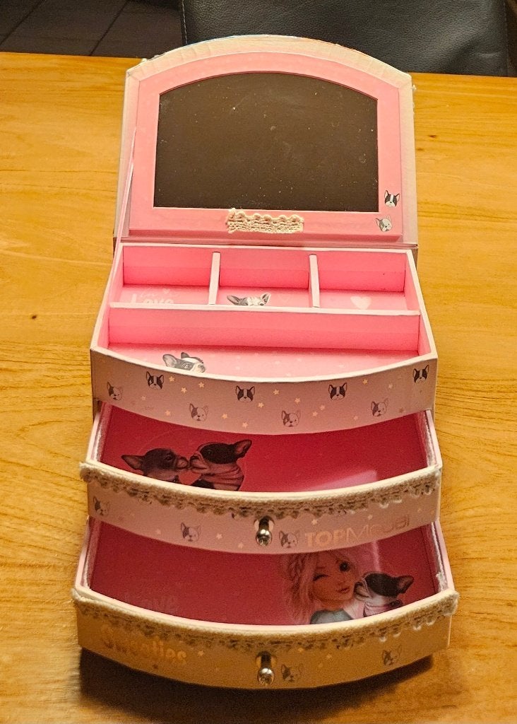 Bijouteriedoos Top Models, Ophalen of Verzenden, Zo goed als nieuw, Roze, Hardcase