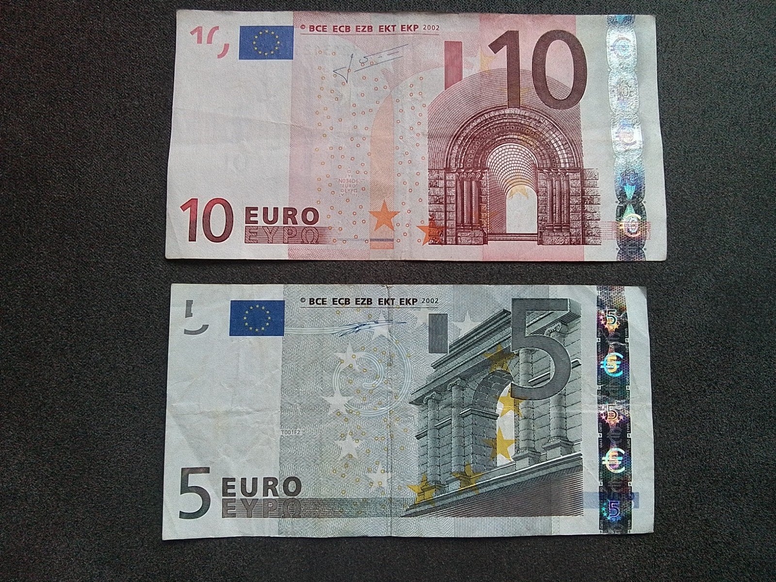 5 en 10 eurobiljet oud 2002 en veel meer eurobiljeten kijk, Postzegels en Munten, Bankbiljetten | Europa | Eurobiljetten, Ophalen of Verzenden