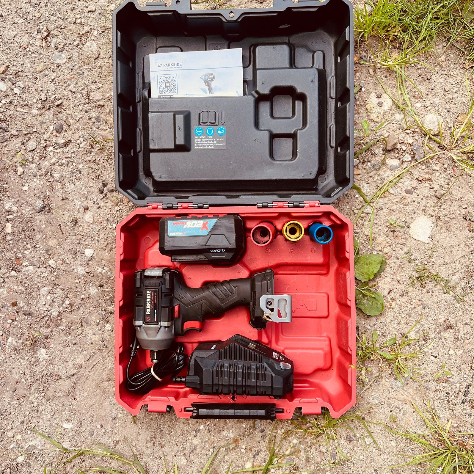 Set Parkside Performance Accu Slagmoersleutel 600Nm, Ophalen of Verzenden, Zo goed als nieuw, Boor- en Schroefmachine