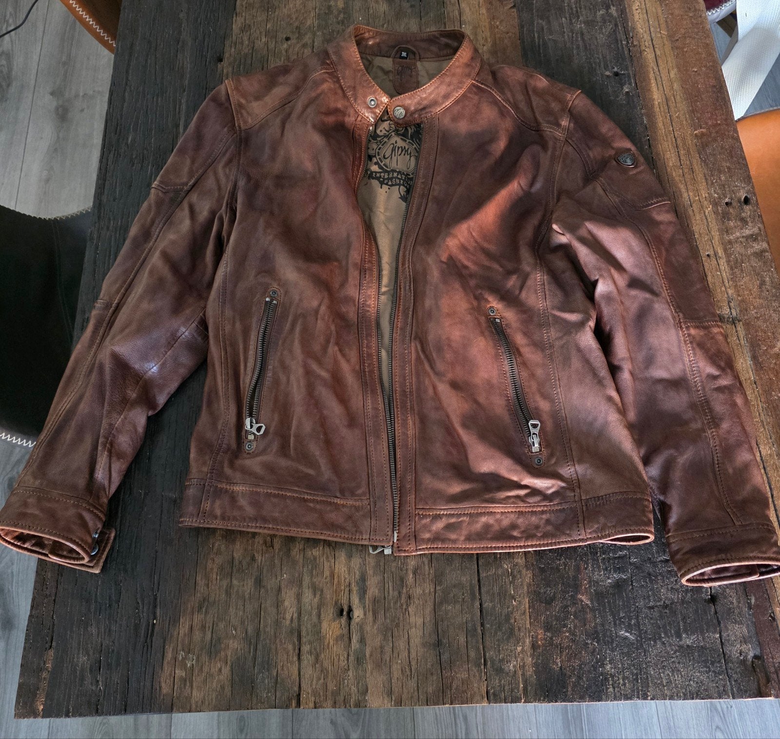 mooie leren jas, Kleding | Heren, Jassen | Zomer, Ophalen of Verzenden, Zo goed als nieuw, Overige maten, Bruin