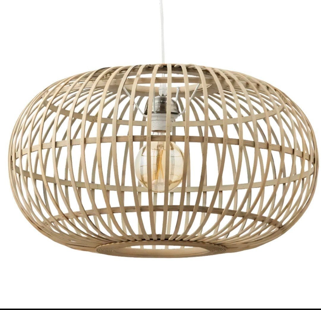 Hanglamp houten frame Karwei - Ø 54 cm, Huis en Inrichting, Ophalen, Gebruikt, Hout
