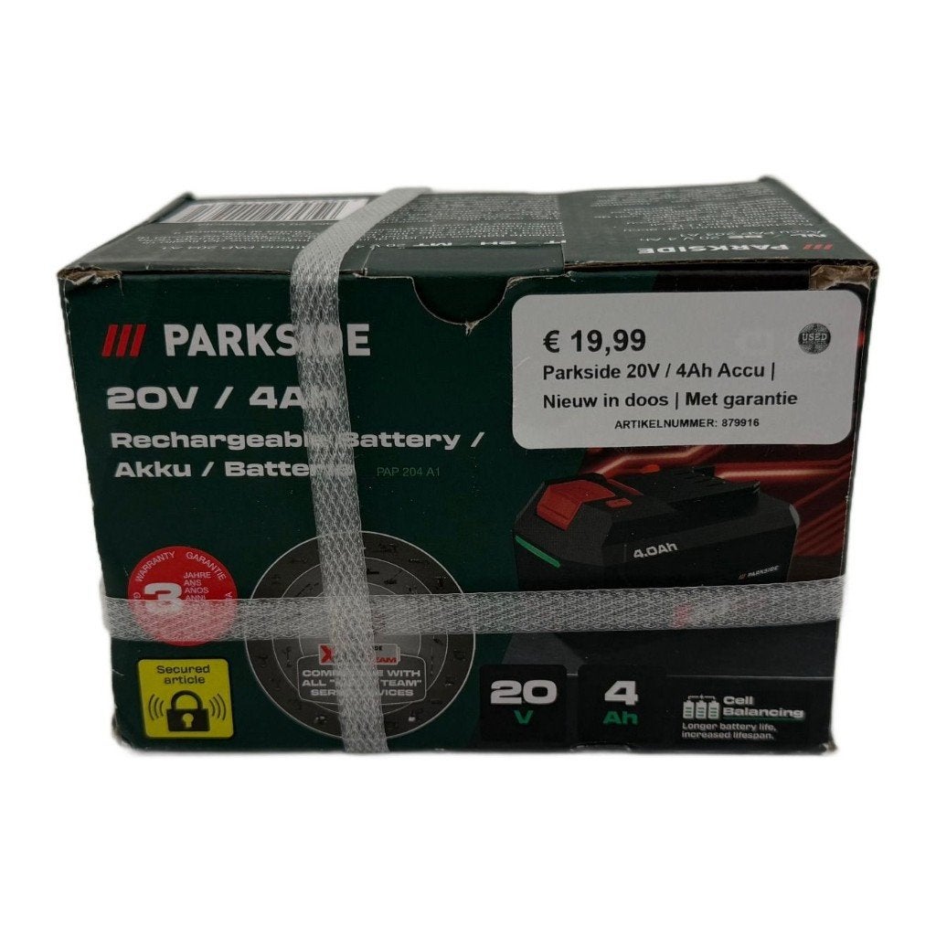 Parkside 20V / 4Ah Accu | Nieuw in doos | Met garantie, Dordrecht@usedproducts.nl, Toulonselaan 72, Nieuw, Ophalen of Verzenden