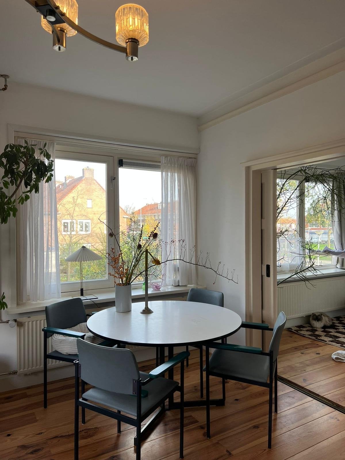 Set van 4 vintage stoelen - Grijs met groen, Ophalen, Gebruikt, Vier, Grijs