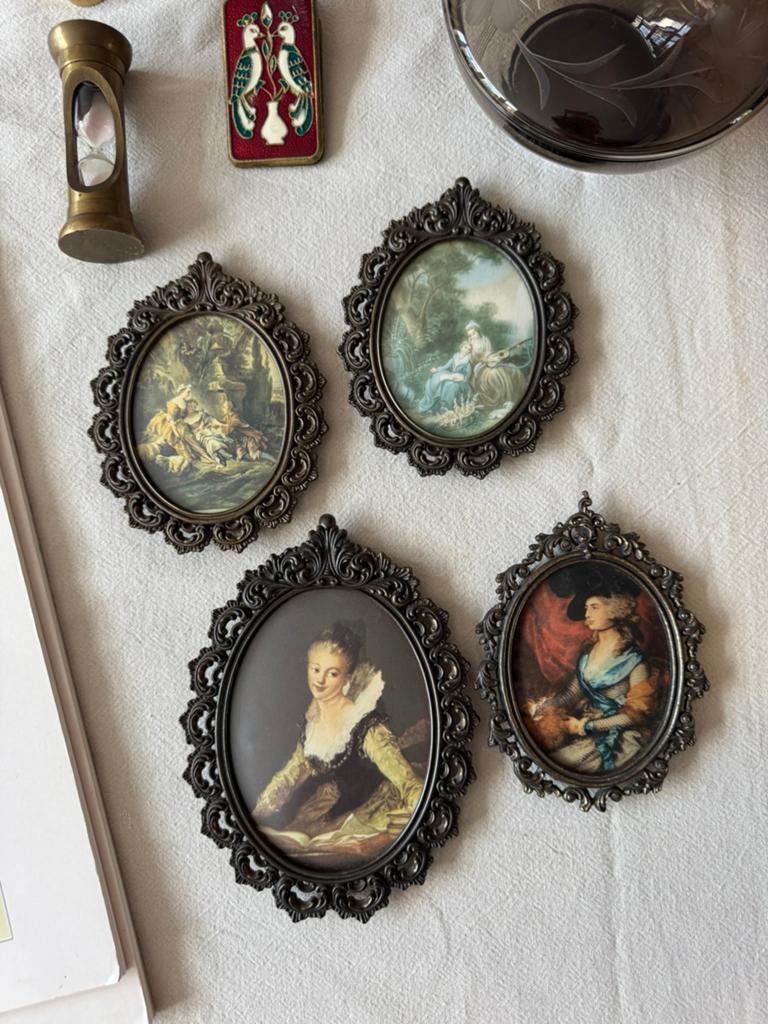 Vintage bolglas fotolijsten, zie omschrijving, Ophalen of Verzenden