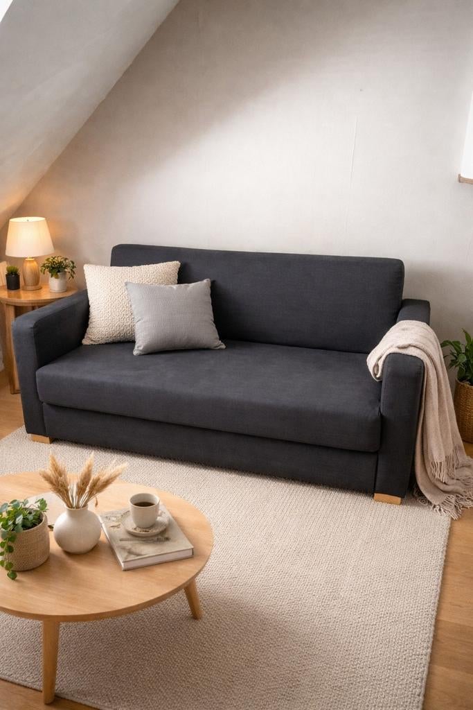 Ikea slaapbank - Donkergrijs, Huis en Inrichting, Slaapkamer | Slaapbanken, Ophalen, Tweepersoons, 190 cm of minder, Zo goed als nieuw