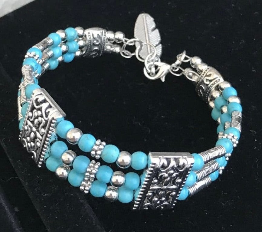Armband Tibet zilver met Turquoise steen flexibel -NIEUW-, Overige materialen, Blauw, Nieuw, Ophalen of Verzenden