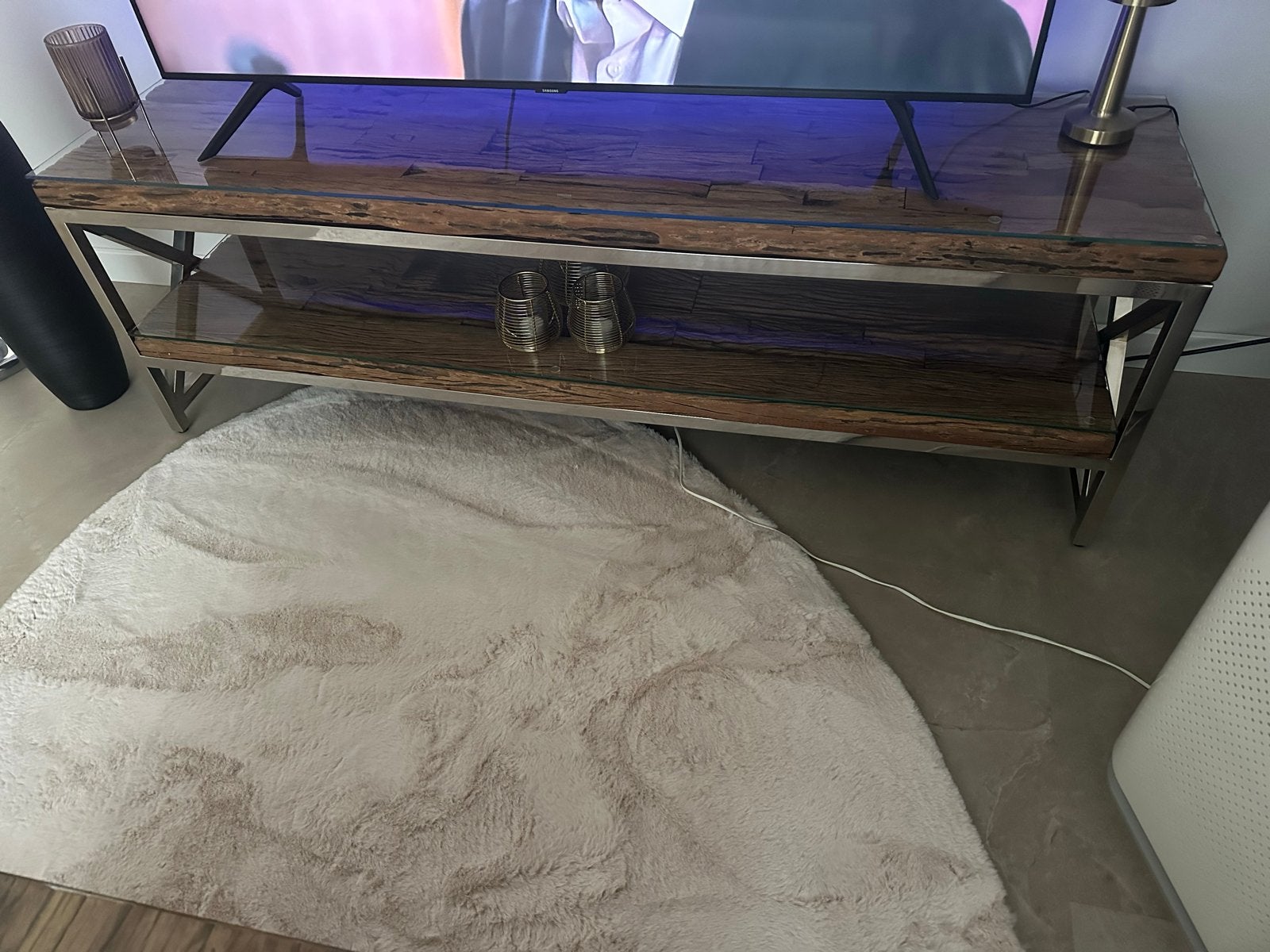 TV-meubel met glazen platen - 160x40x52 cm, Ophalen, 150 tot 200 cm, Minder dan 100 cm, 25 tot 50 cm