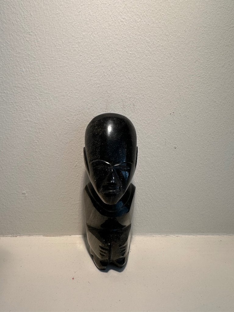 Azteekse/Maya Obsidiaan Steen gebeeldhouwd beeld, Ophalen, Minder dan 20 cm, Zwart, Steen of Keramiek