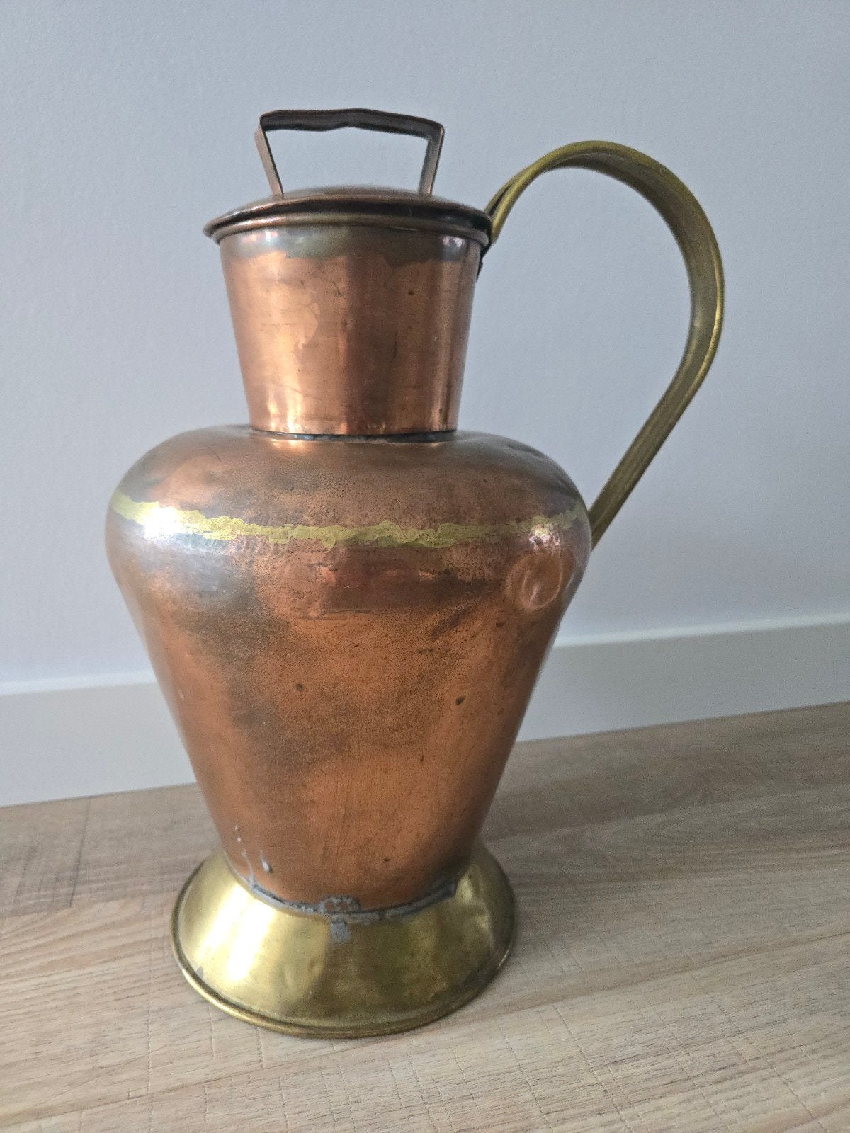 Prachtige antieke 19de eeuwse grote koperen waterkan €29 !!, Ophalen of Verzenden, Koper