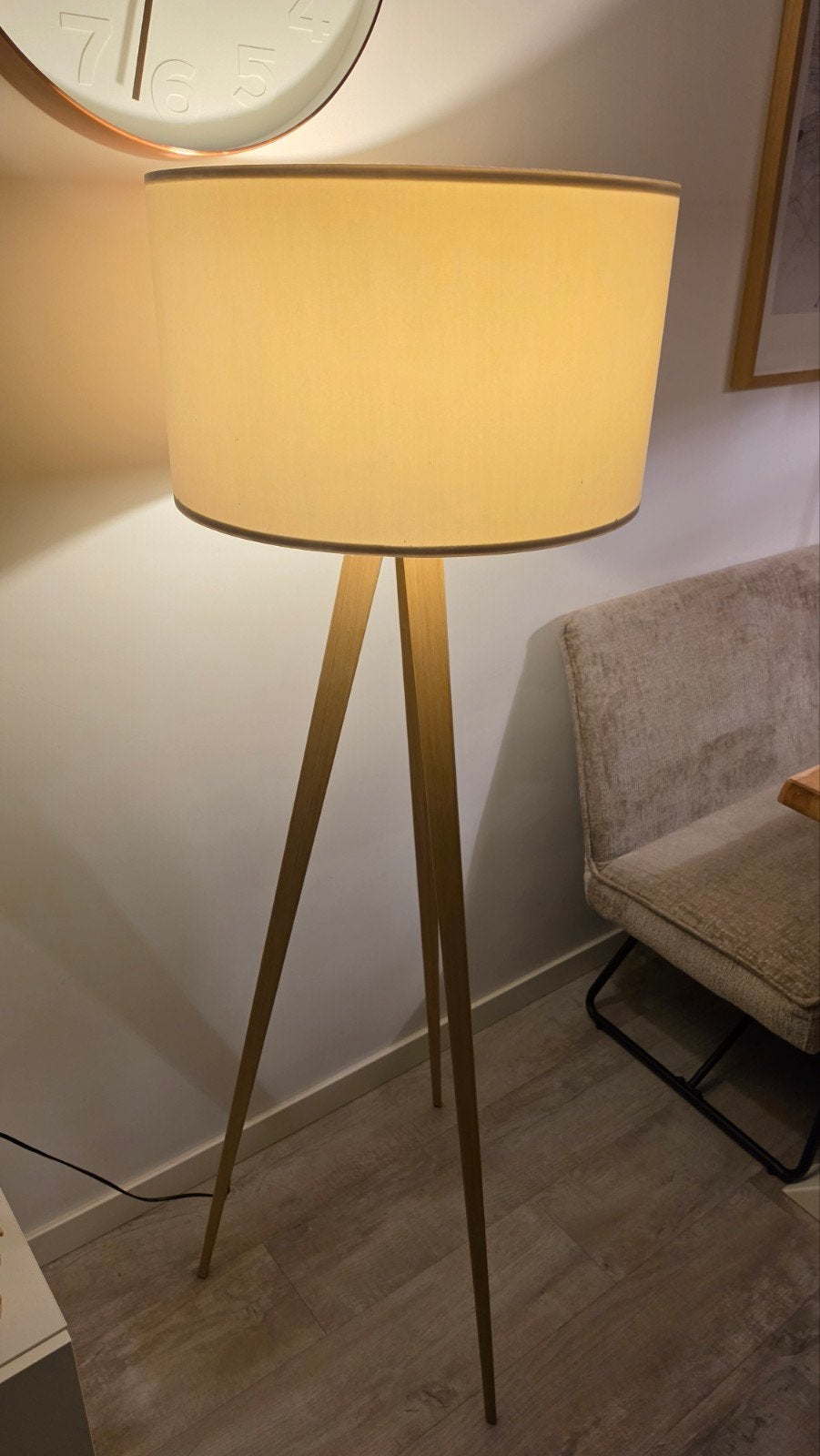 Zuiver Tripod Vloerlamp met stoffen kap, Ophalen, Zo goed als nieuw, Stof, Modern