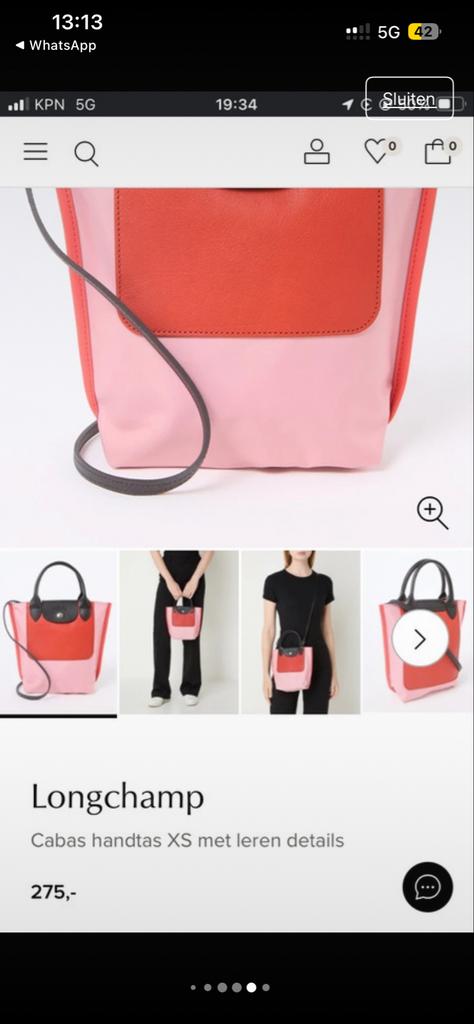 2 Nieuwe Longchamp tasjes - Roze/Rood & Groen/Geel, Ophalen of Verzenden, Nieuw, Roze, Handtas