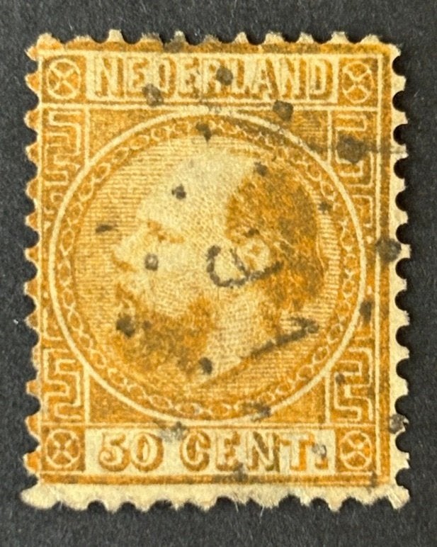 1867 Koning Willem III 50ct Goudkleur NVPH 12 gebr   #LEZEN!, Verzenden, T/m 1940, Gestempeld