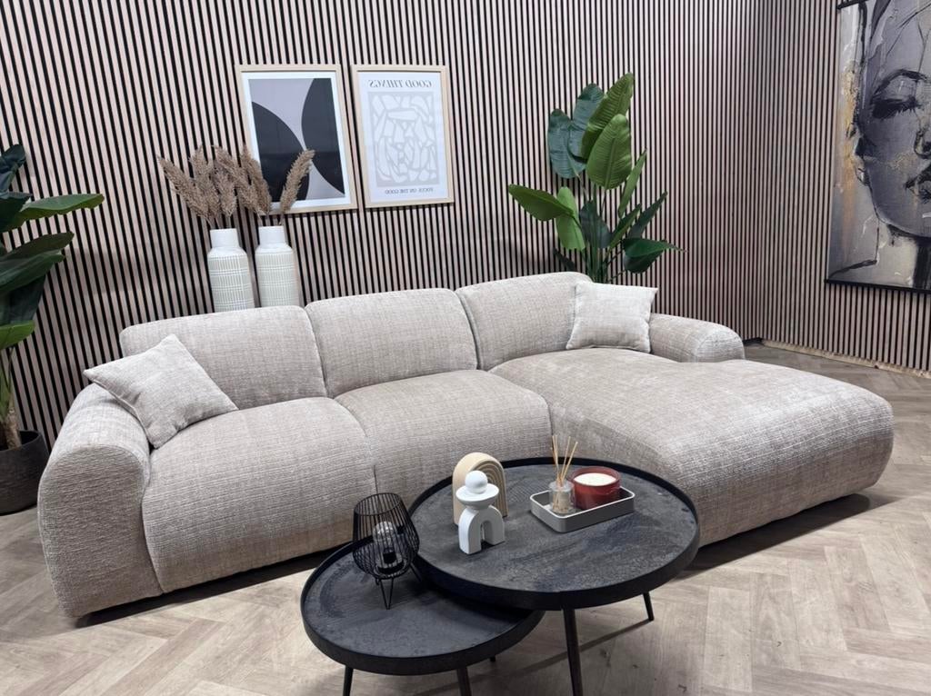 NIEUW | Hotel Chique / Japandi Hoekbank - Zand - 285 x 170cm, 250 tot 300 cm, -, -, Hoekbank