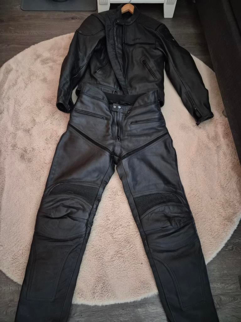 Leren motorpak (jas en broek), Jas | leer, Ophalen of Verzenden, Tweedehands, Heren