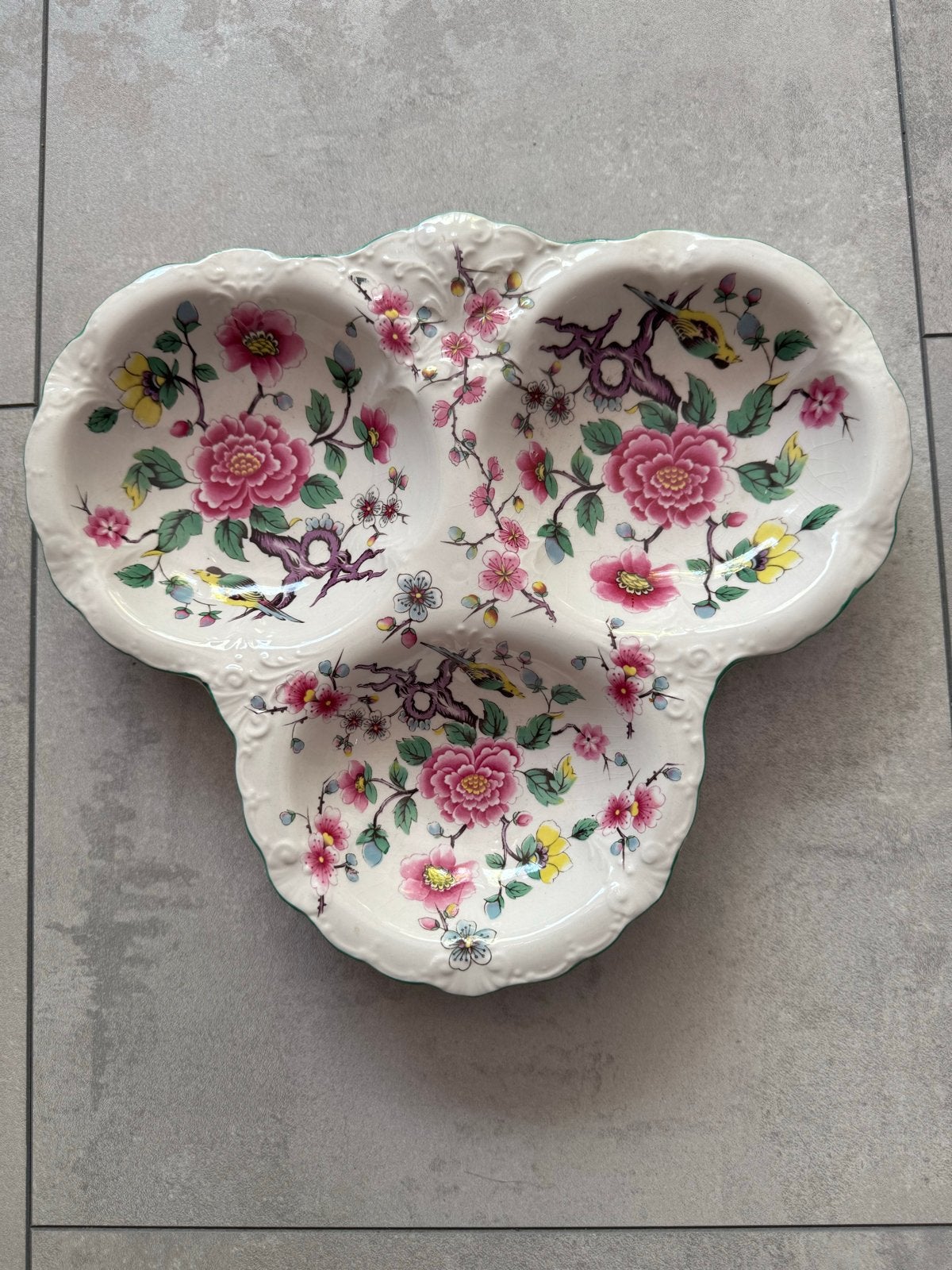 Old Foley James Kent Chinese Rose Drie-Vaks Schaal, Ophalen