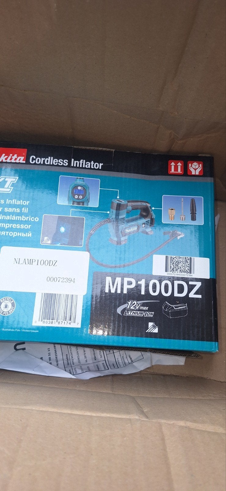 Makita MP100DZ 12V Max CXT Accu Compressor - Nieuw in doos, 6 tot 10 bar, Nieuw, Ophalen of Verzenden, Minder dan 200 liter/min