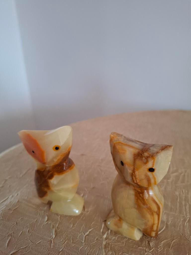 Set van 2 Uilen Beeldjes van Onyx Steen, Verzamelen, Beelden en Beeldjes, Ophalen of Verzenden