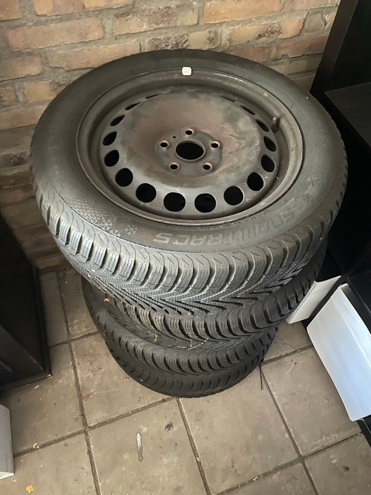 Winterbanden + velgen voor Volkswagen Golf 205/55R16 5x100, Ophalen, Gebruikt
