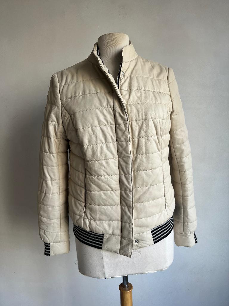 milestone lederen jas beige maat 40, Kleding | Dames, Maat 38/40 (M), Beige, Zo goed als nieuw, Verzenden