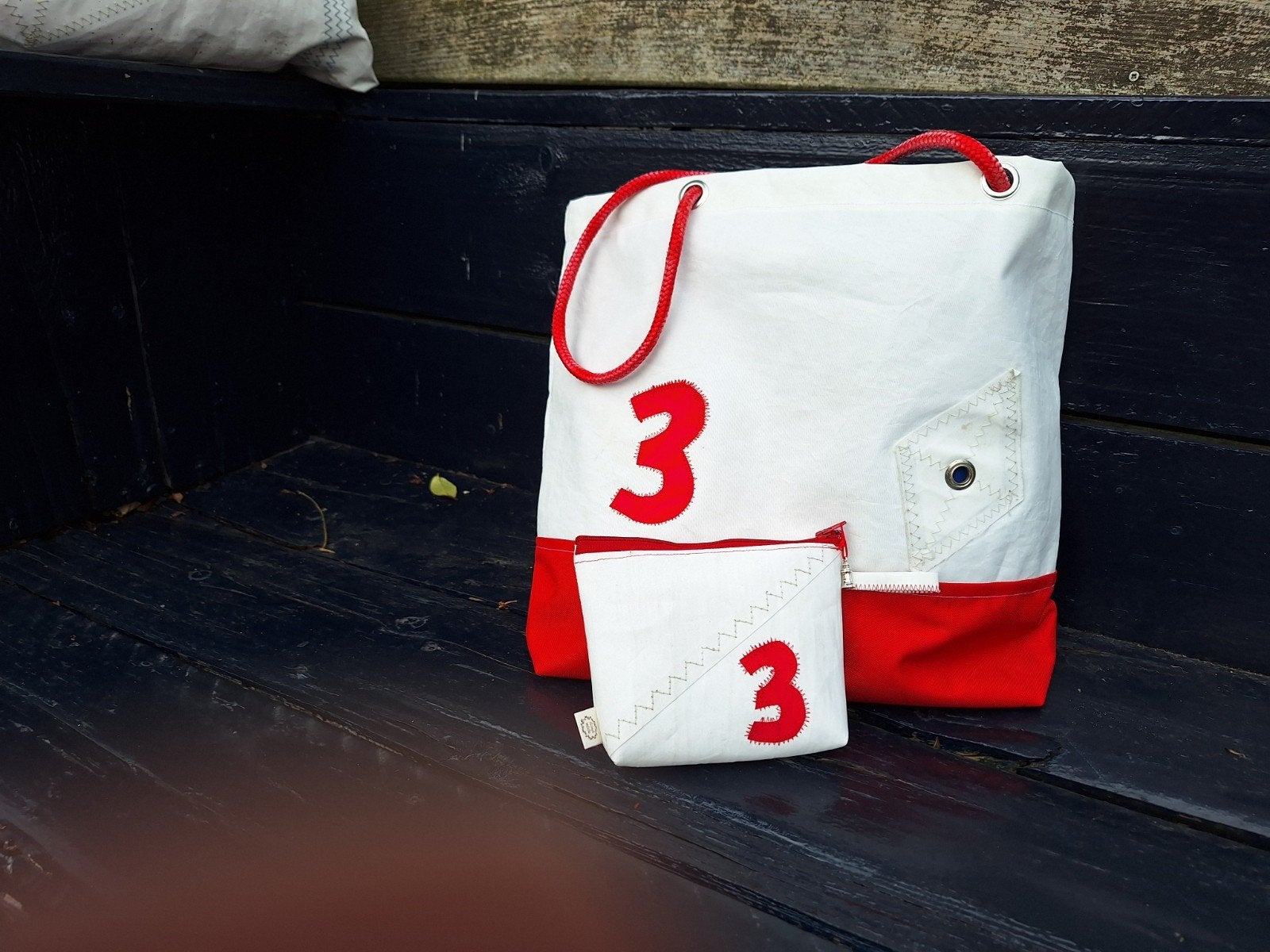 Tassen en etuis van gerecycled zeildoek - Handgemaakt, Ophalen of Verzenden, Nieuw, Wit, Shopper
