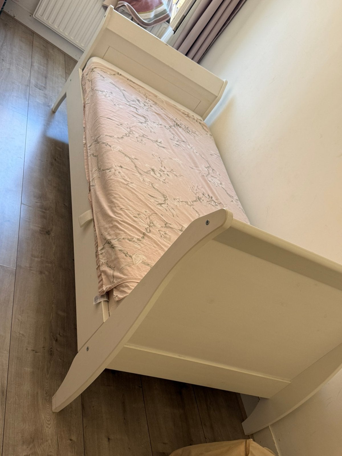 1 persoonsbed matras en lattenbodem, Gebruikt, Eenpersoons, Ophalen of Verzenden, Crème