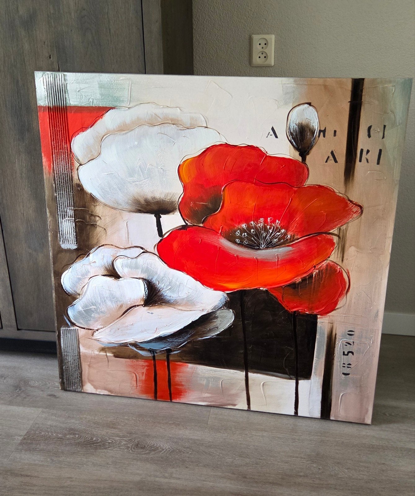 Vierkant Schilderij met Klaprozen (100x100 cm), Ophalen