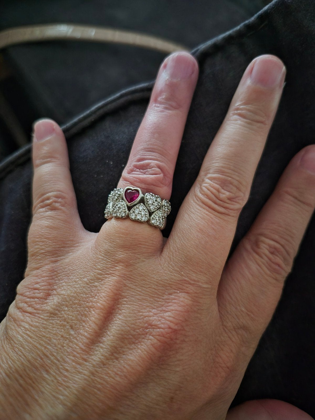 Zilveren Robyn ring met diamantjes, Sieraden, Tassen en Uiterlijk, Ophalen of Verzenden, Zo goed als nieuw, Met edelsteen, Dame