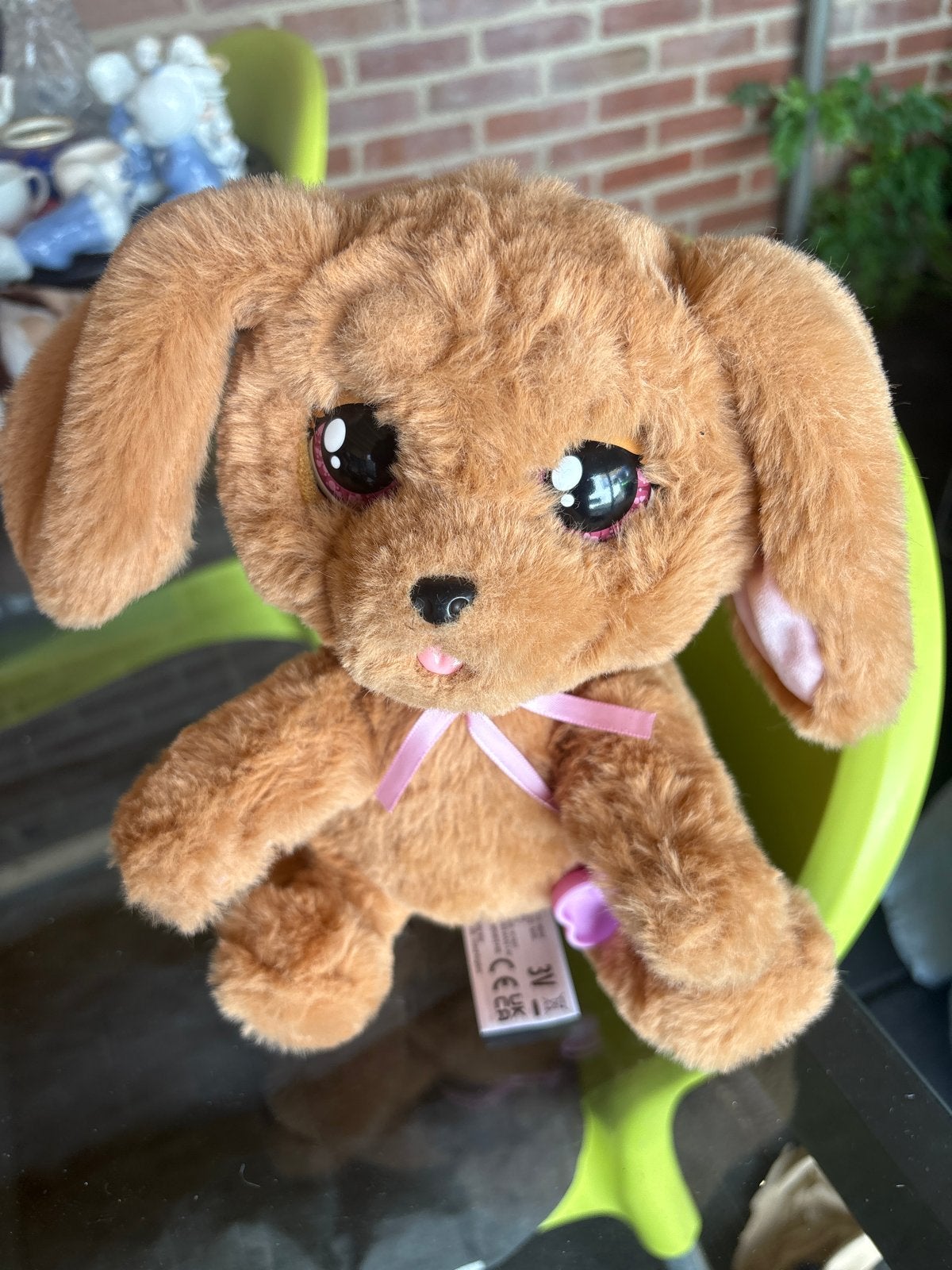 Schattige bruine knuffelhond met grote ogen, Overige merken, Overige karakters, Nieuw, Middelgroot (20 tot 80 cm)