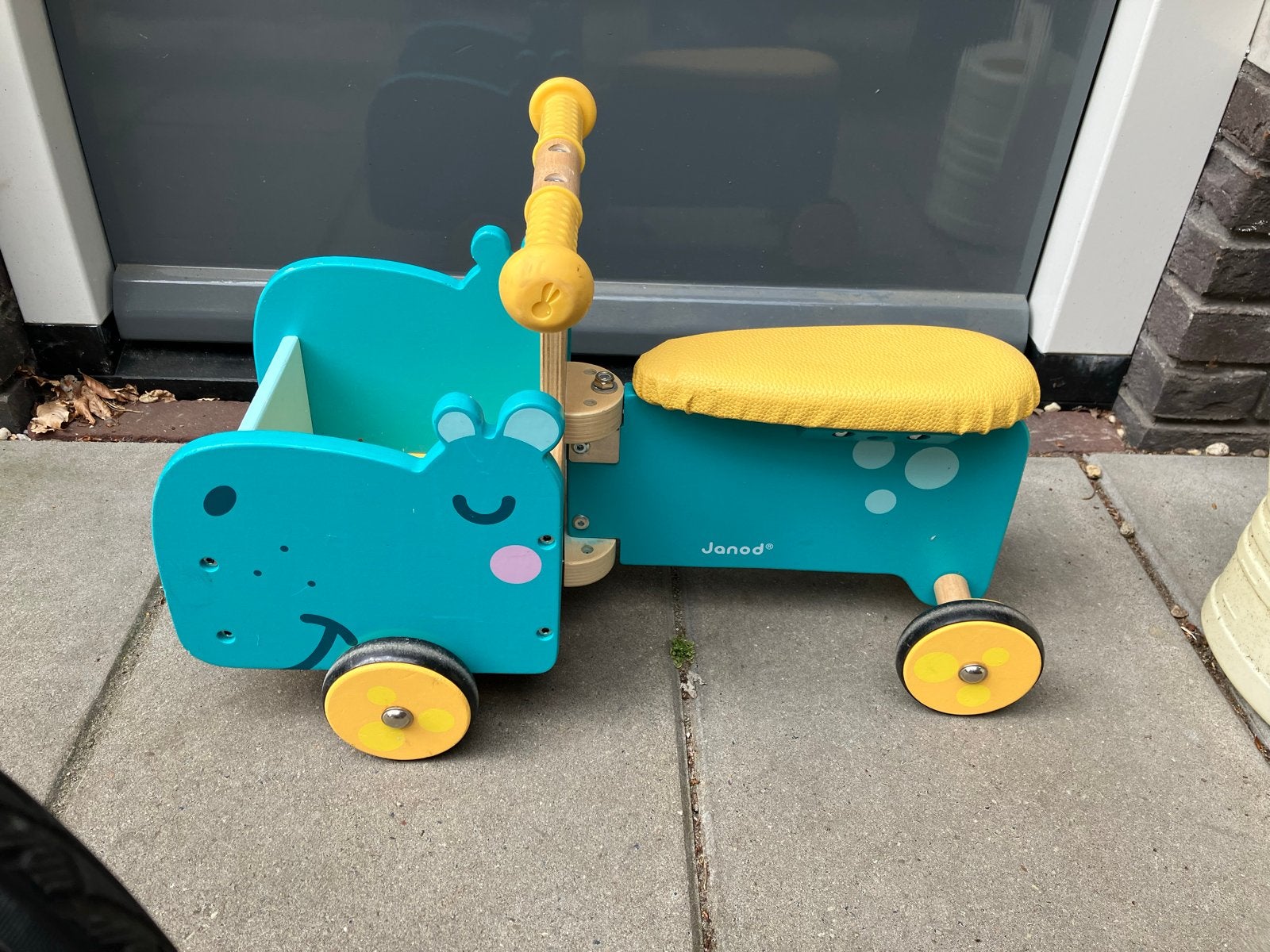 Janod Loopwagen Nijlpaard - bakfiets loopfiets, Ophalen, Zo goed als nieuw, Loopvoertuig