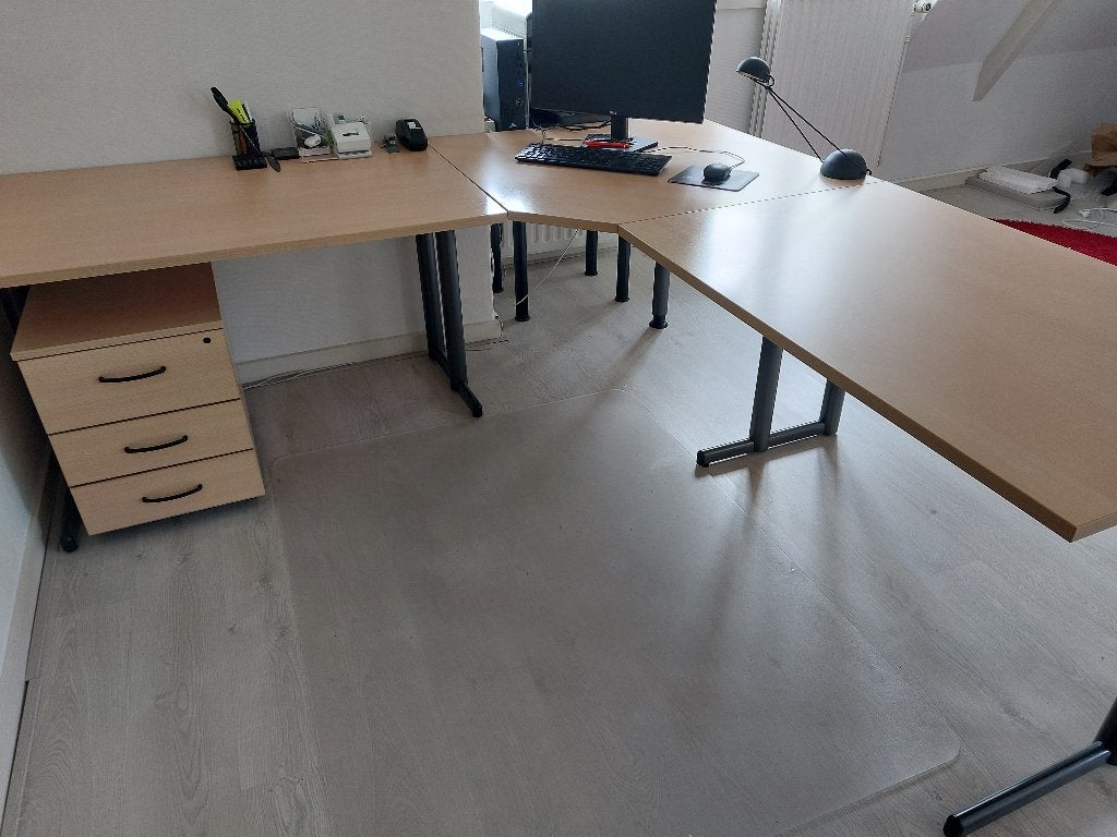 Bureau in hoekopstelling plus ladekast, Huis en Inrichting, Bureaus, Ophalen, Gebruikt, Hoekbureau, Demontabel