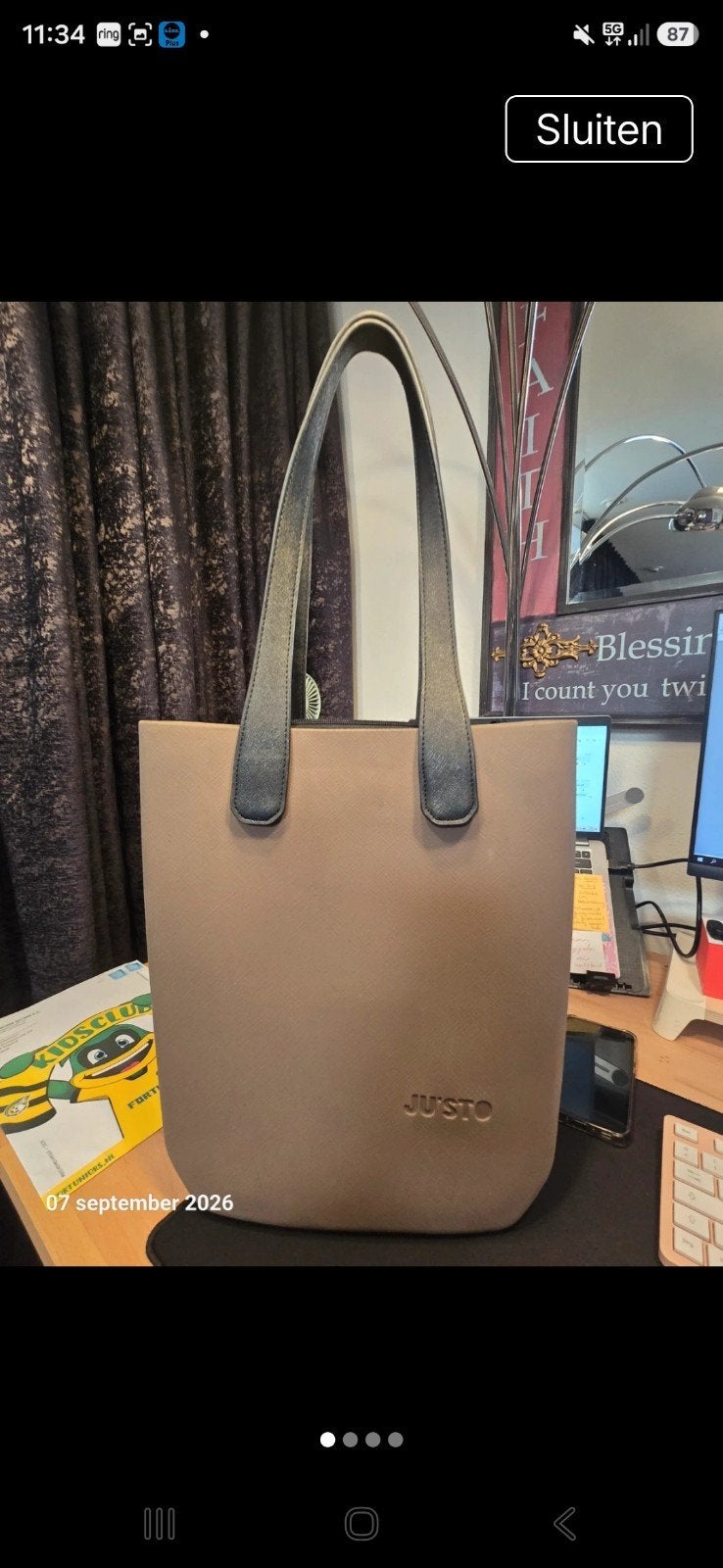 justo bag, Ophalen of Verzenden, Zo goed als nieuw, Beige