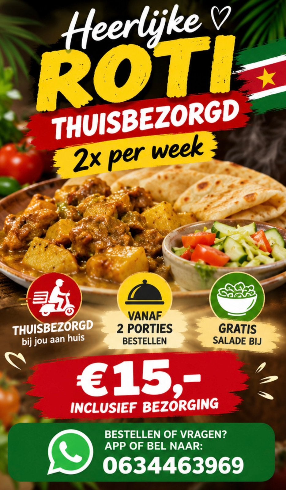 Roti eten bezorgen maaltijdservice, Ophalen of Verzenden