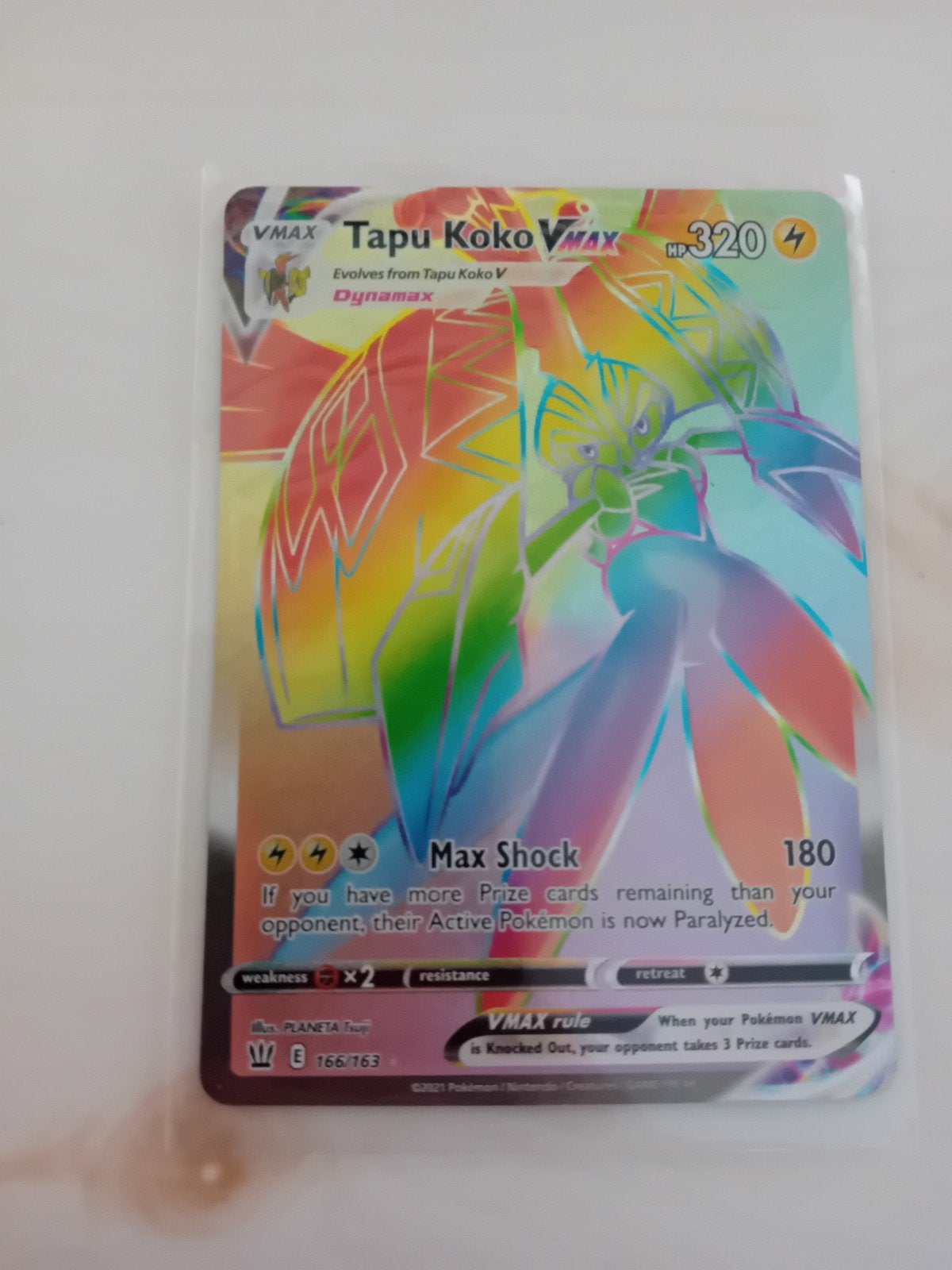 pokenmon kaart tapu koko vmax, Ophalen of Verzenden, Zo goed als nieuw, Losse kaart, Foil