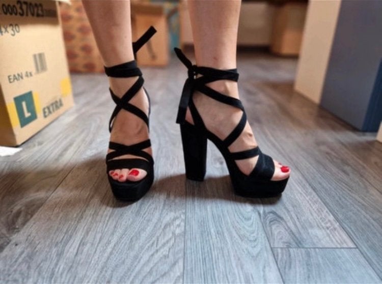 Hoge sandalen met veterbandjes Even & Odd, Kleding | Dames, Zwart, Zo goed als nieuw, Sandalen of Muiltjes, Ophalen of Verzenden
