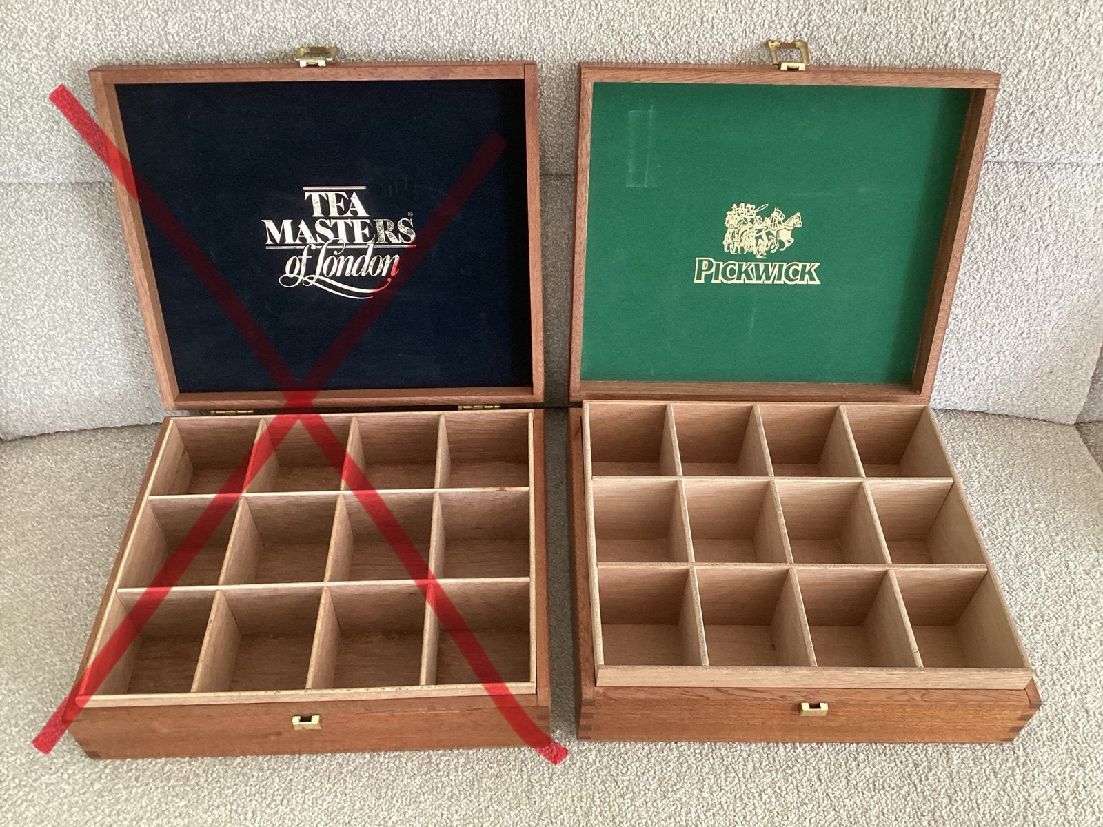 Grote luxe houten 12-vaks THEEZAKJESDOOS zgan, Ophalen of Verzenden, Opbergdoos