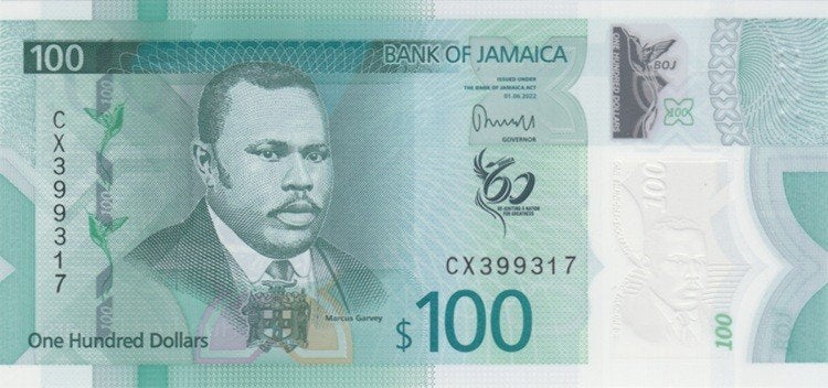 Jamaica bankbiljet 100 Dollars 2022 Marcus Gavey UNC, Ophalen of Verzenden, Noord-Amerika, Los biljet