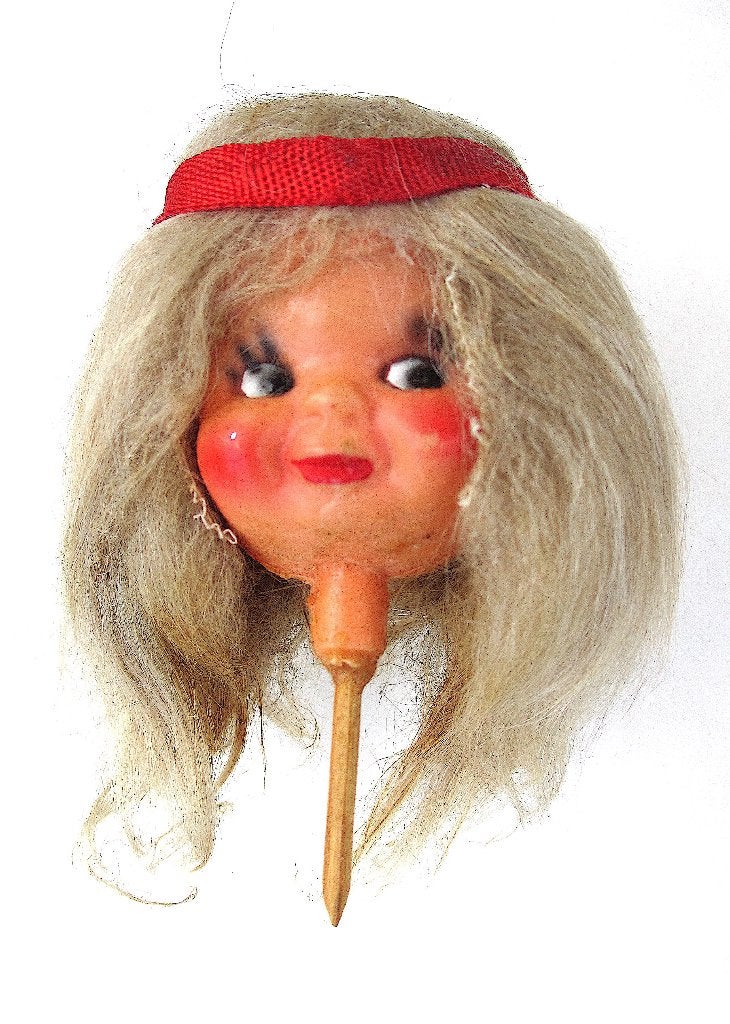 Poppenhoofd Retro Vintage Hardplastic Breed 4,5cm Nieuwstaat, Ophalen of Verzenden, Zo goed als nieuw