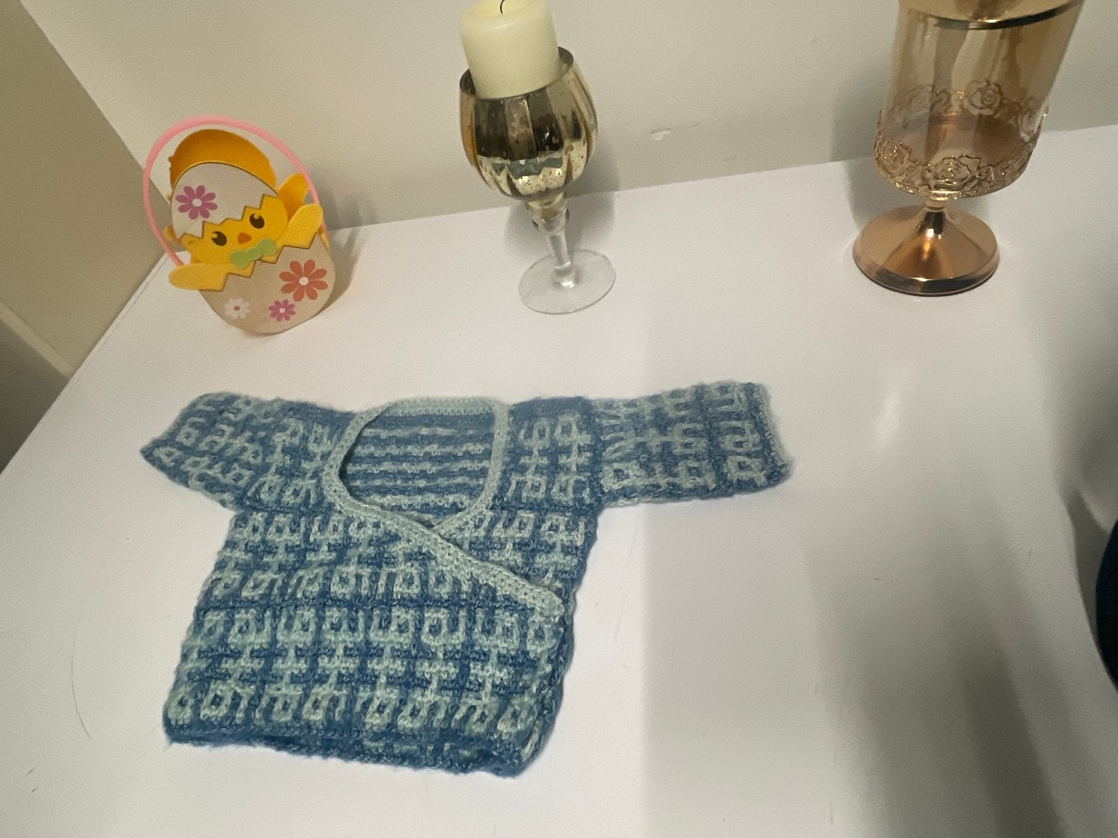 Baby kleren handgemaakt gehaakt babytruitje-blauw/lichtblauw, Ophalen of Verzenden, Nieuw, Jongetje of Meisje