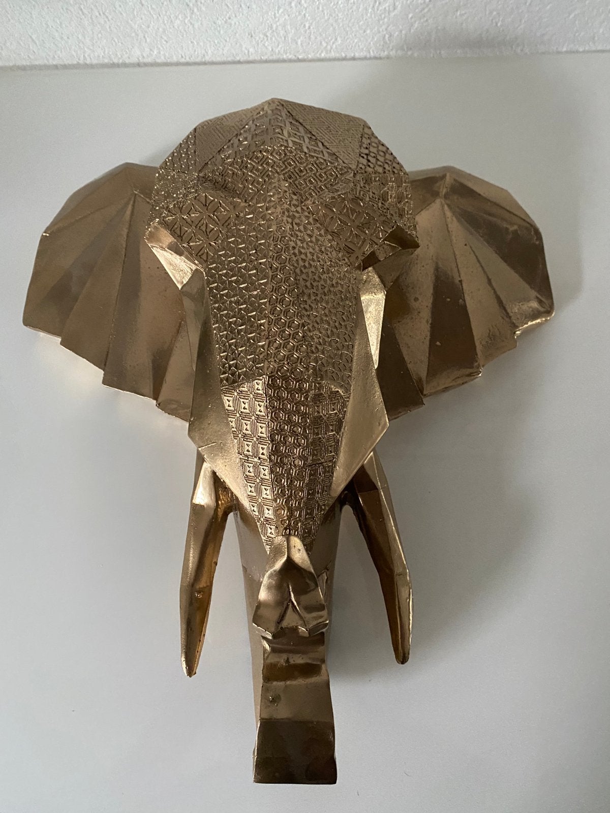 Olifantenkop voor aan de muur,polyresin,zwart/goud, Ophalen