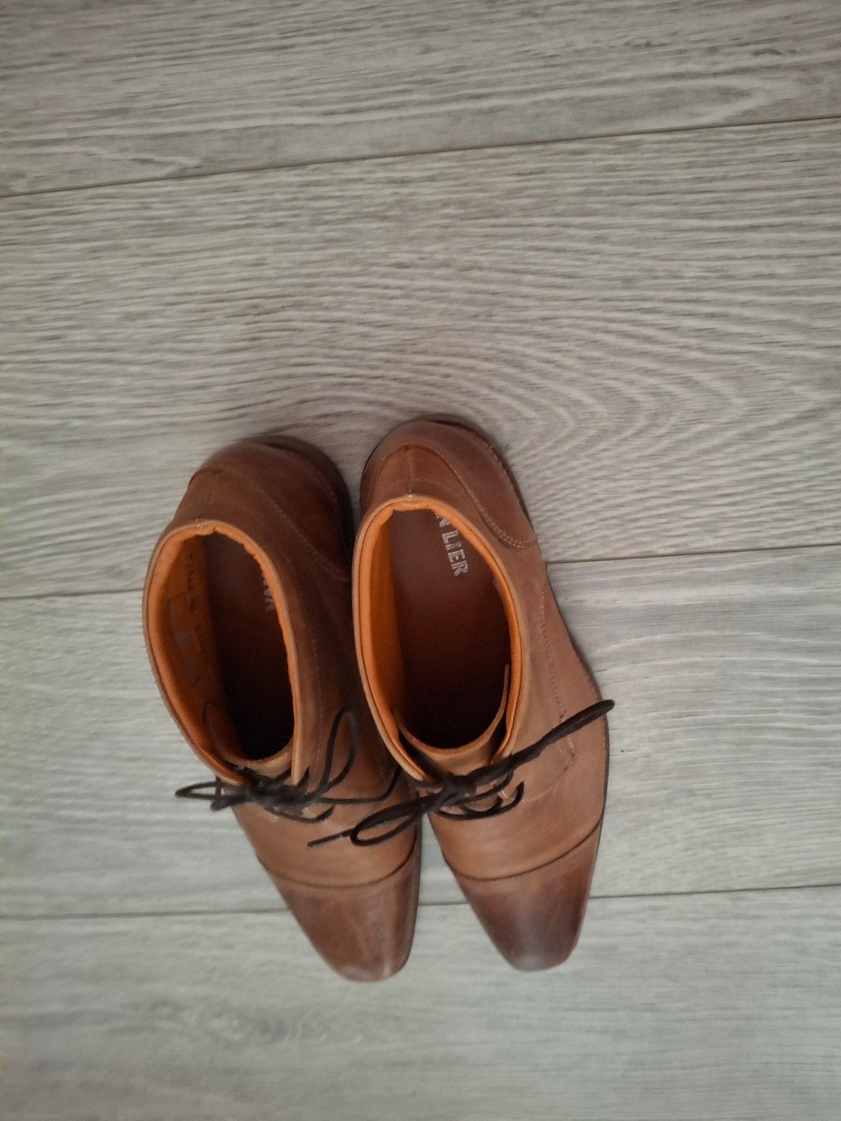 van Lier cognac half hoge schoenen. maat 9.5, Kleding | Heren, Ophalen of Verzenden, Zo goed als nieuw, Bruin
