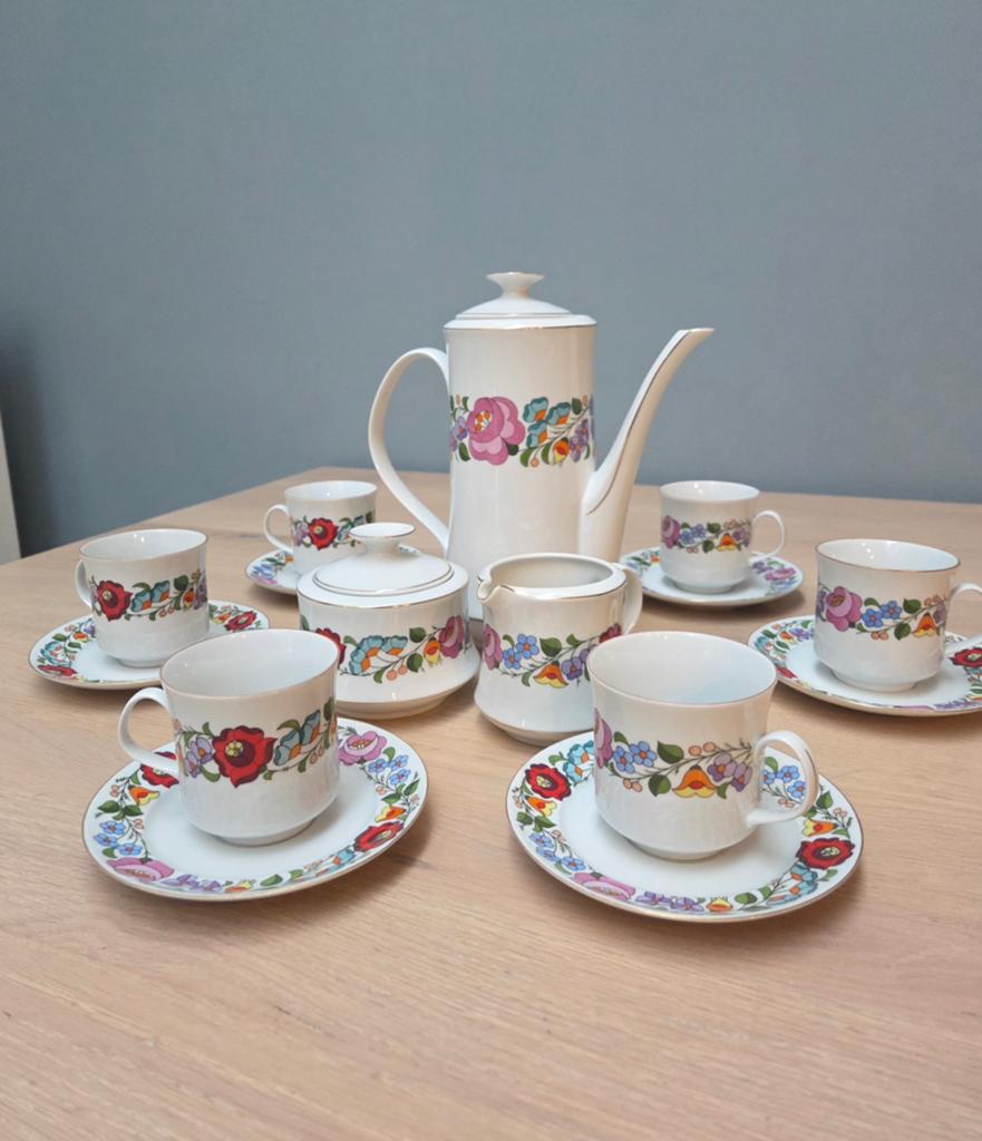 Authentiek Kalocsa Koffie-/Theeservies, Antiek en Kunst, Ophalen of Verzenden