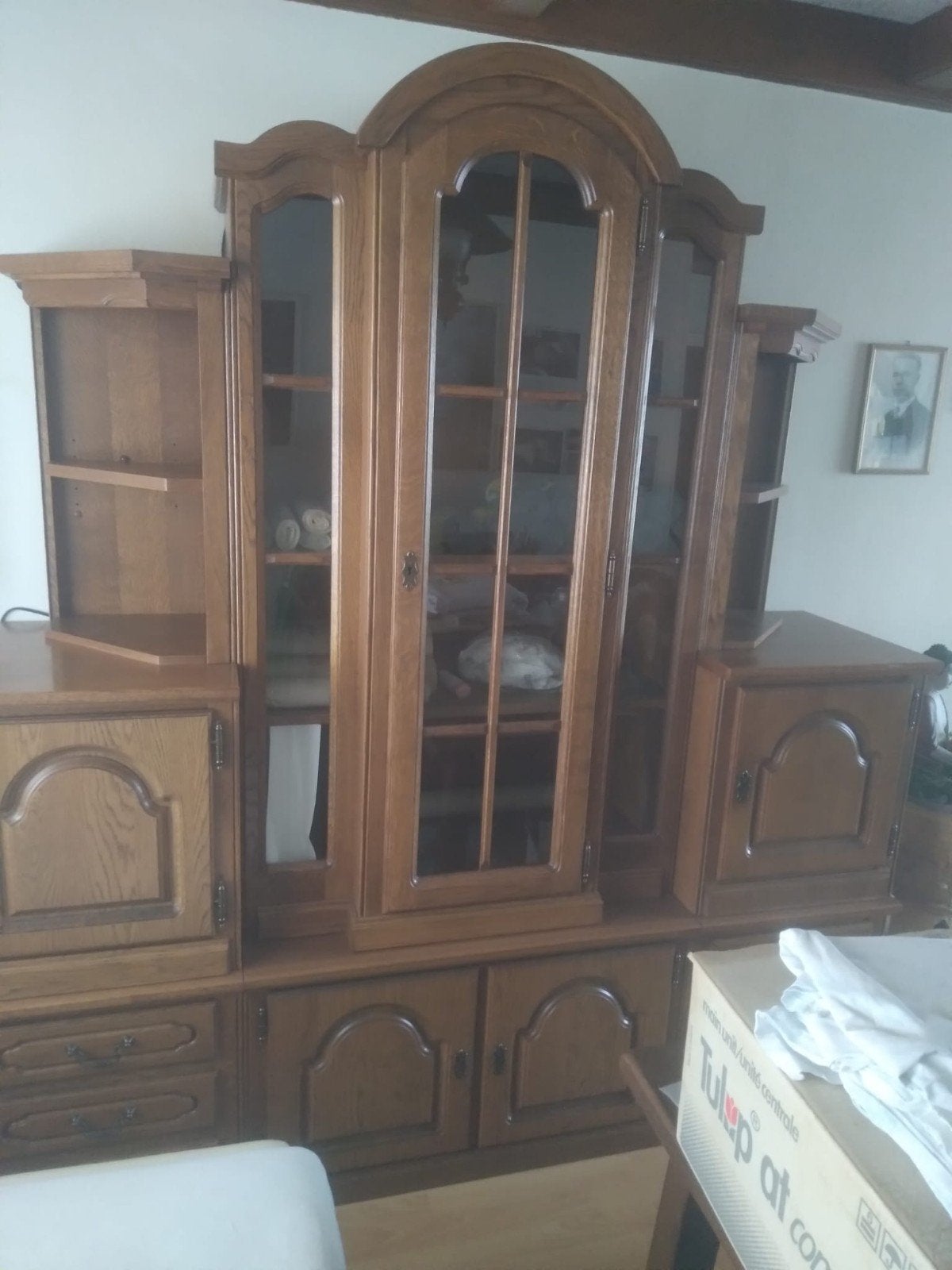 Eikenhouten wandmeubel - 3 losse delen, Huis en Inrichting, Kasten | Boekenkasten, Gebruikt, 150 tot 200 cm, 200 cm of meer, 25 tot 50 cm