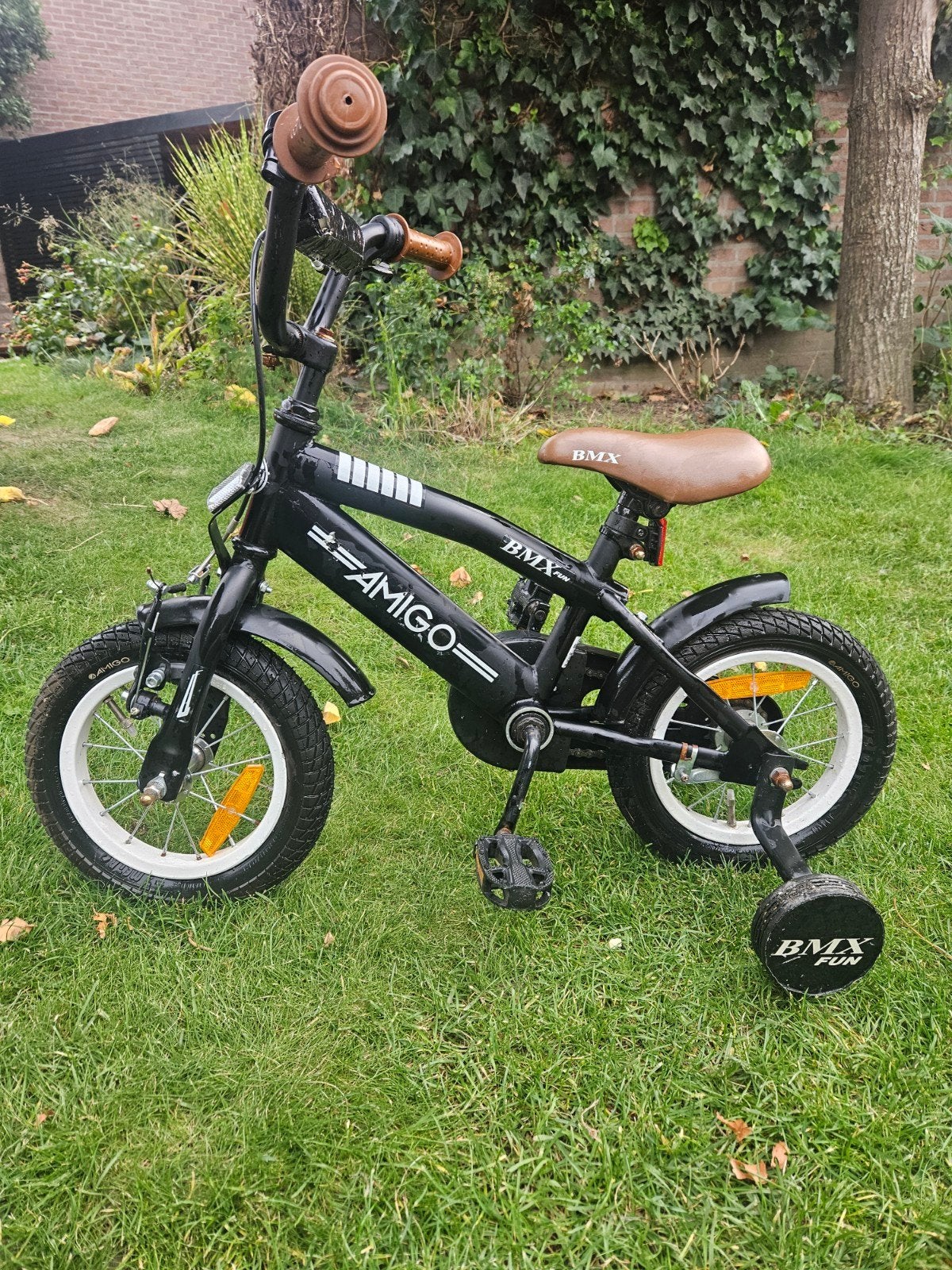 Amigo BMX Fun S81 - 12 inch kinderfiets zwart, Ophalen, Zijwieltjes, Gebruikt, Velgrem