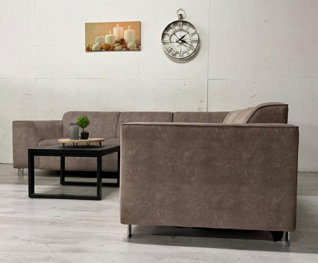Hoekbank Taupe - Topstaat, 250 tot 300 cm, Hoekbank, Ophalen of Verzenden, Zo goed als nieuw