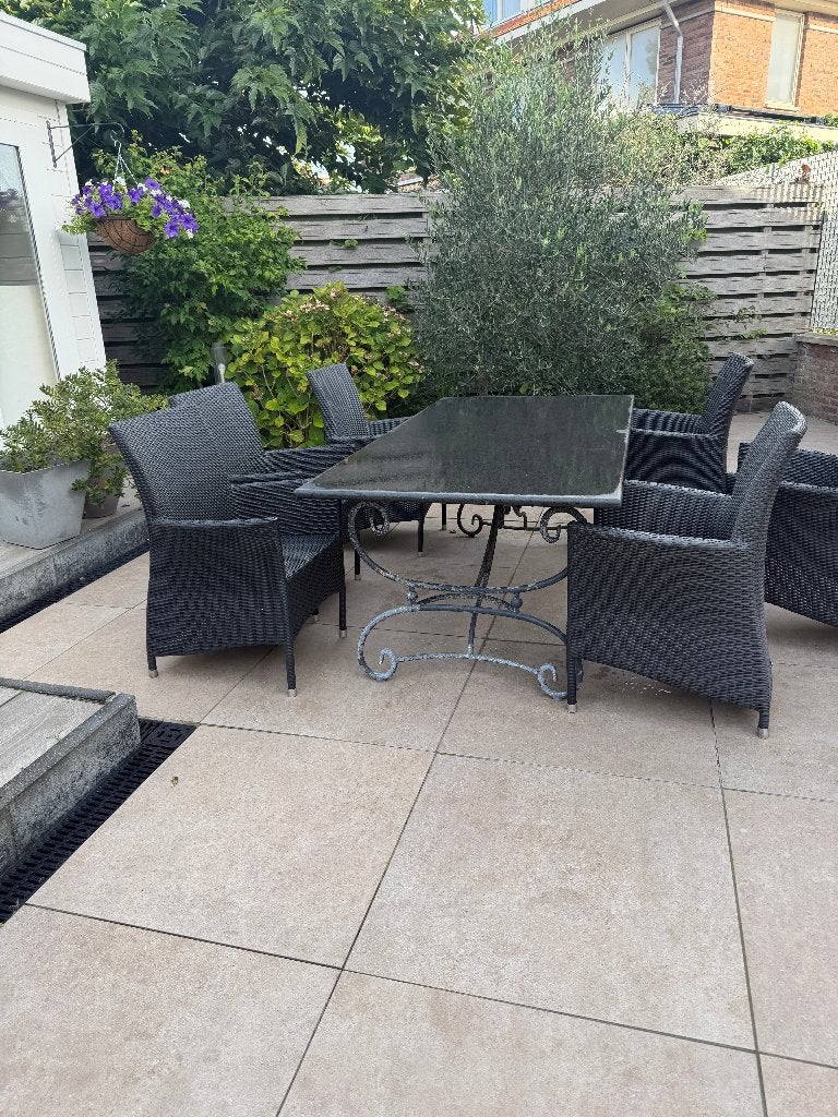 Tuintafel met stoelen, Tuin en Terras, Ophalen, Gebruikt, Rechthoekig