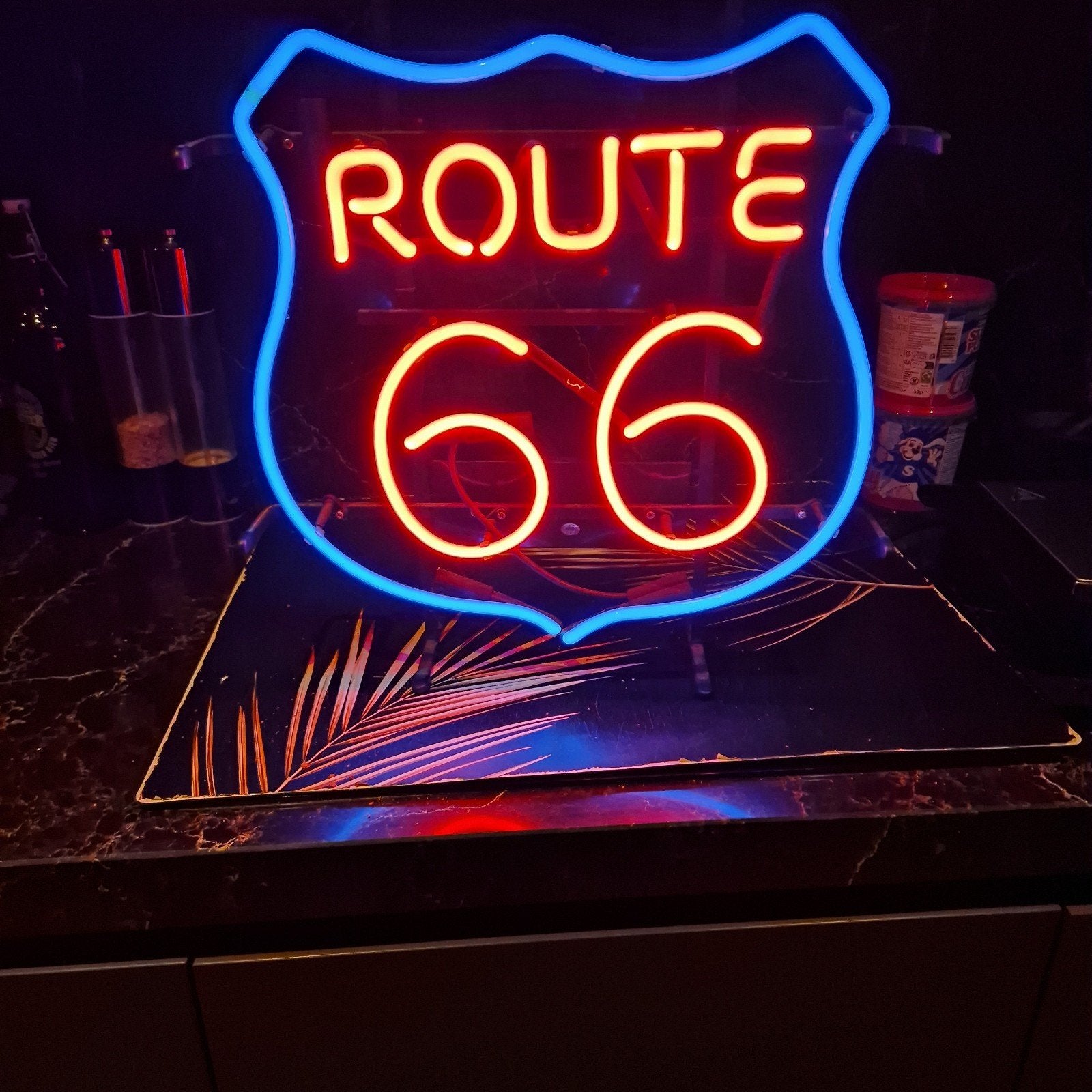 Neon LED bord Route 66 - Vintage stijl verlichting, Overige merken, Kunststof, Meerkleurig, Ophalen of Verzenden