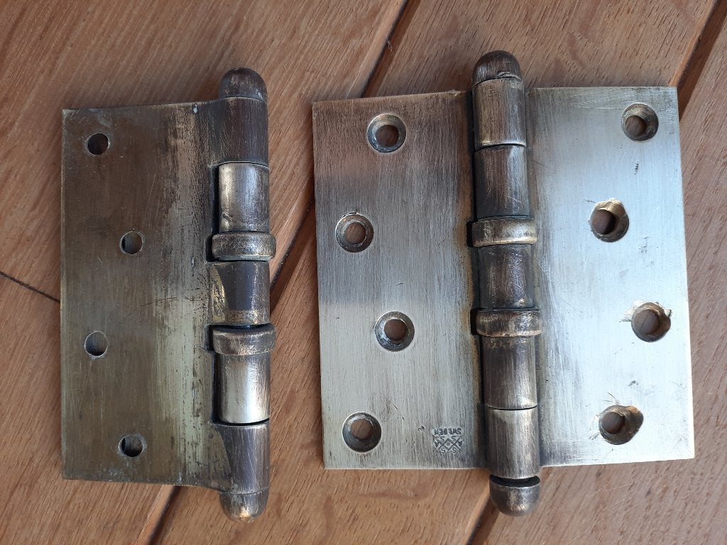 Kogellagersscharnier messing - 2 stuks -, Ophalen of Verzenden, Koper of Messing, Klink of Kruk